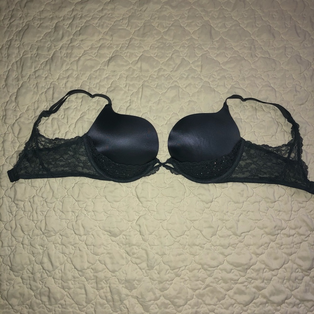 Gray Lace and Jewel Bra